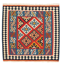 Kelim Rug - Oriental square  - 105 x 103 cm - dark red