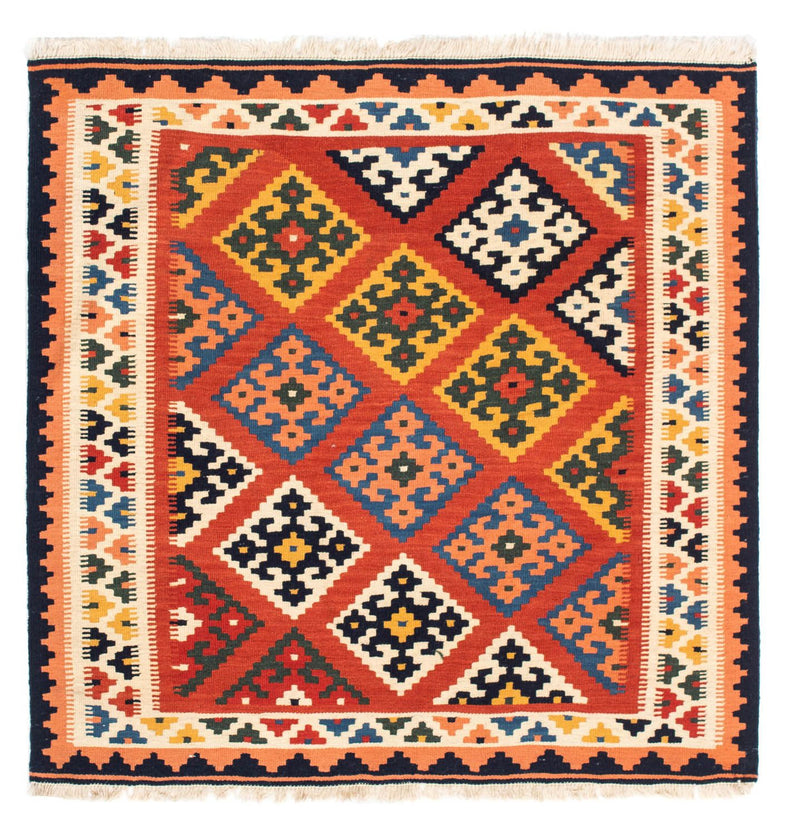 Kelim Rug - Oriental square  - 106 x 104 cm - red