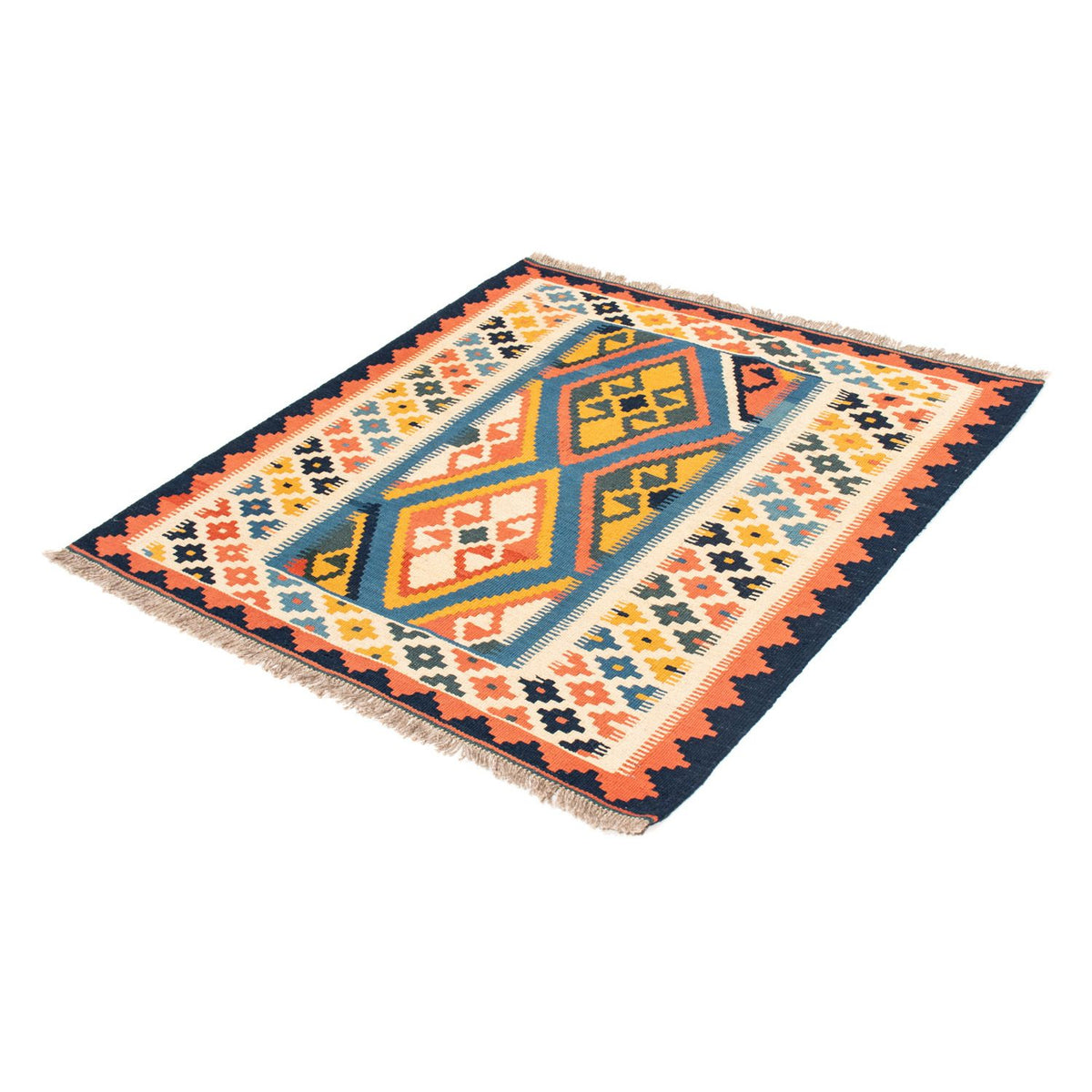 Kelim Rug - Oriental square  - 103 x 100 cm - blue