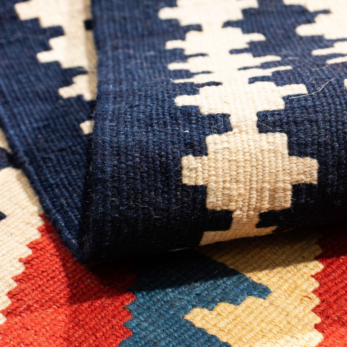 Kelim Rug - Oriental square  - 100 x 97 cm - red