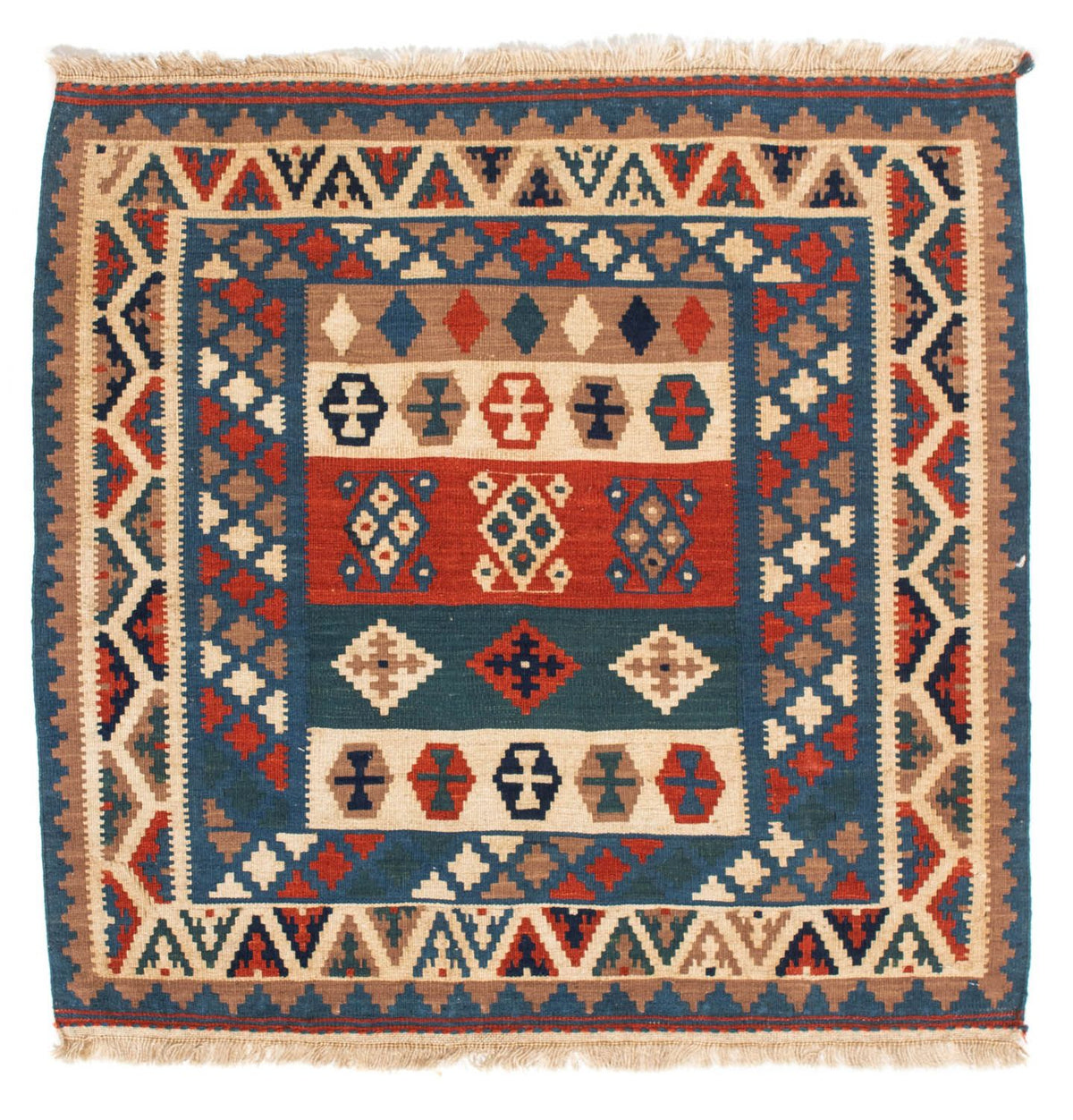 Kelim Rug - Oriental square  - 102 x 100 cm - blue