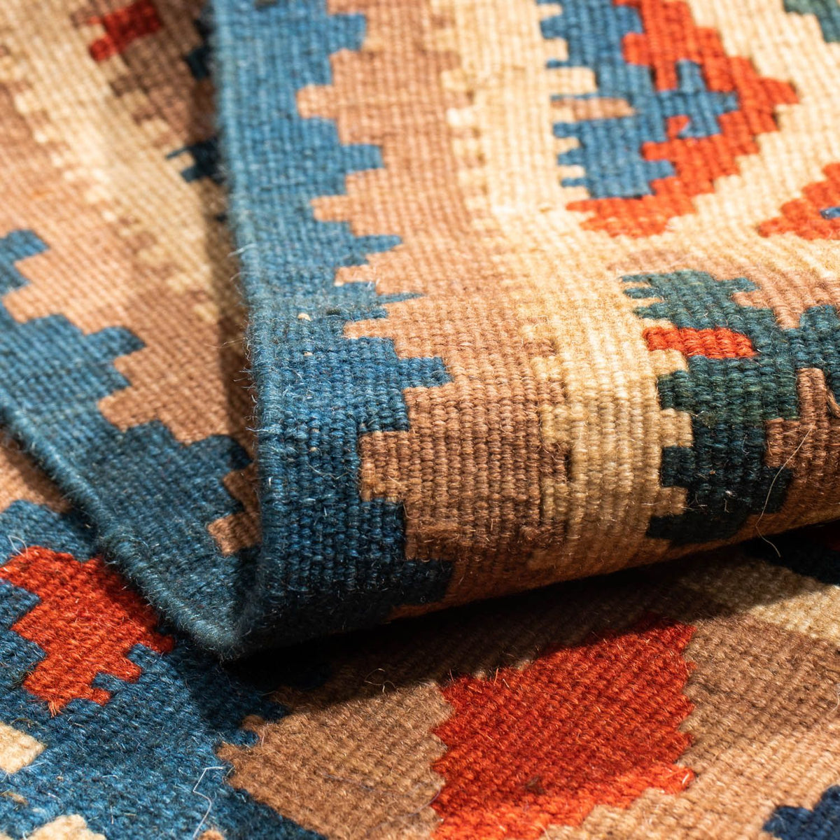 Kelim Rug - Oriental square  - 102 x 100 cm - blue