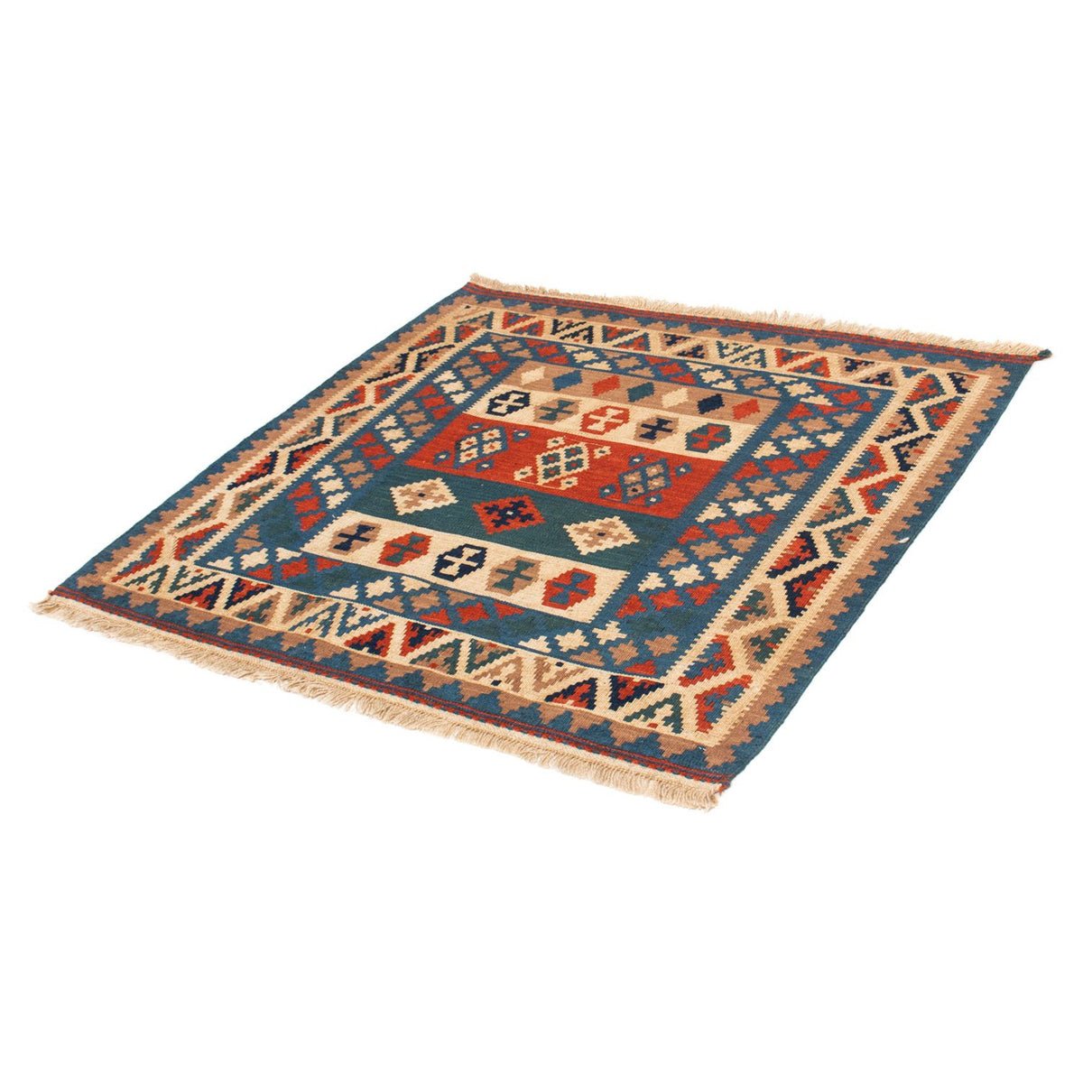 Kelim Rug - Oriental square  - 102 x 100 cm - blue