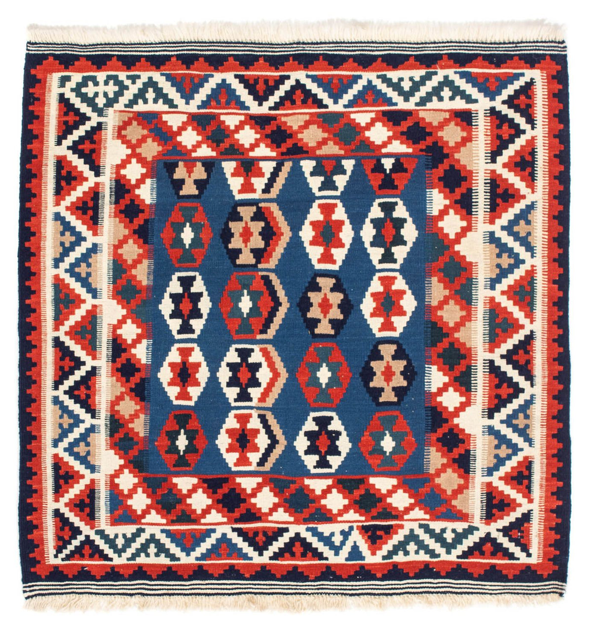 Kelim Rug - Oriental square  - 105 x 105 cm - dark blue