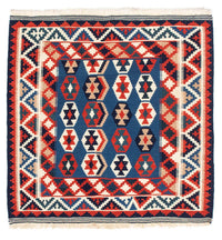 Kelim Rug - Oriental square  - 105 x 105 cm - dark blue