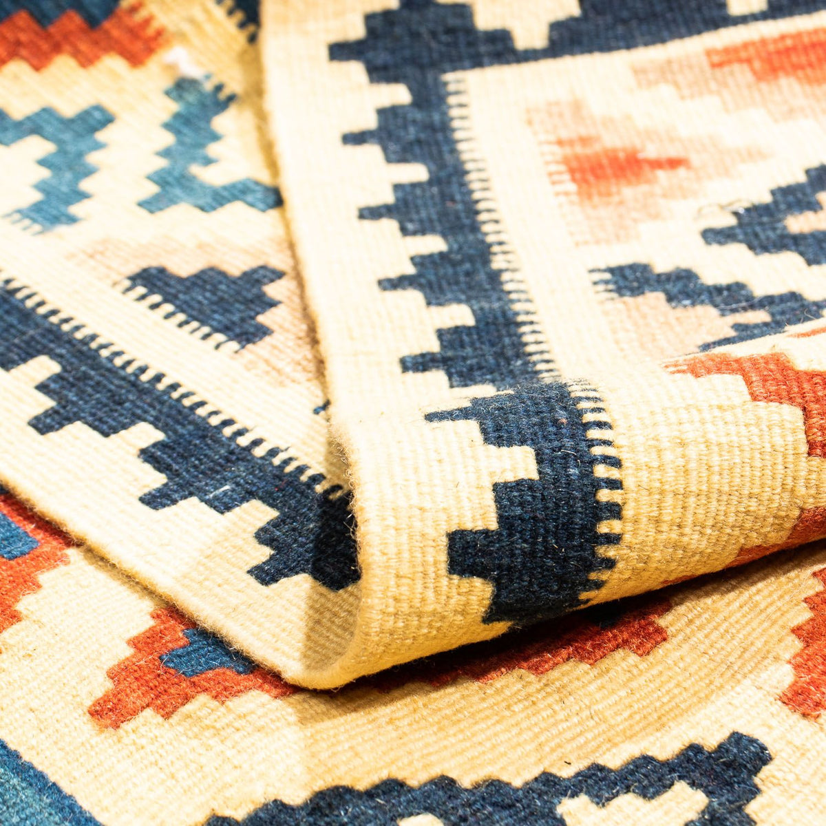 Kelim Rug - Oriental square  - 100 x 100 cm - beige