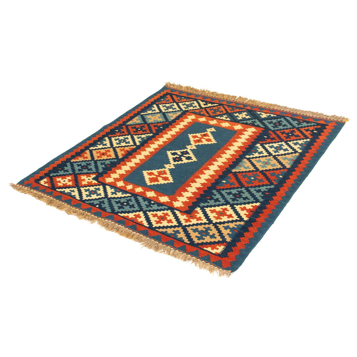 Kelim Rug - Oriental square  - 100 x 100 cm - dark blue