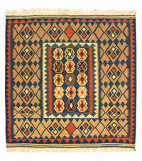 Kelim Rug - Oriental square  - 100 x 98 cm - dark blue