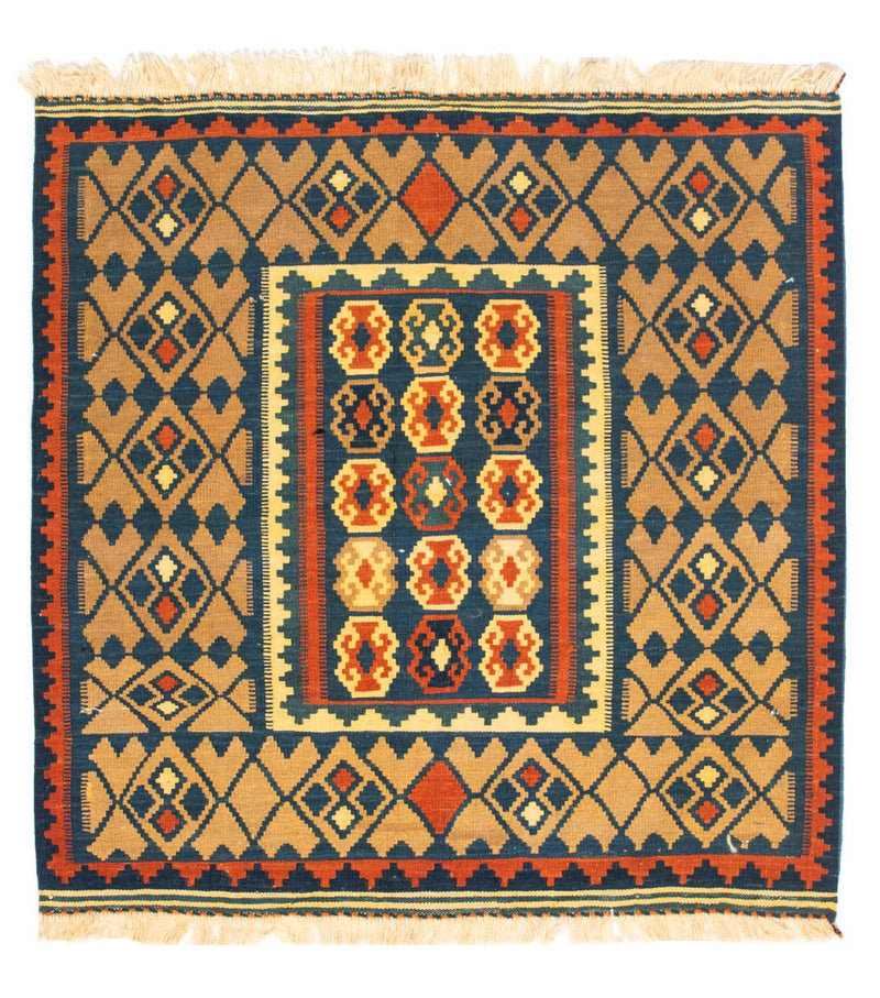 Kelim Rug - Oriental square  - 100 x 98 cm - dark blue