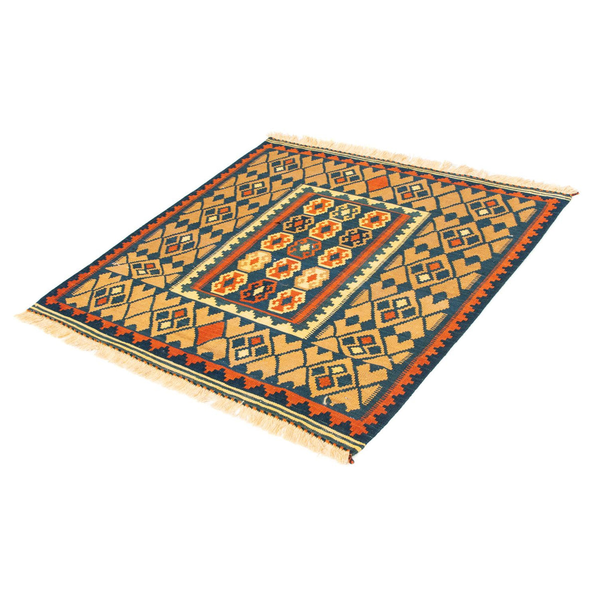 Kelim Rug - Oriental square  - 100 x 98 cm - dark blue