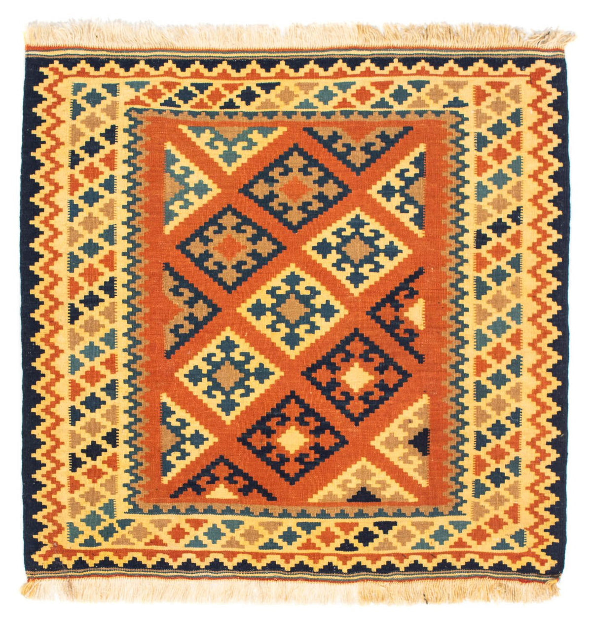 Kelim Rug - Oriental square  - 103 x 100 cm - rust