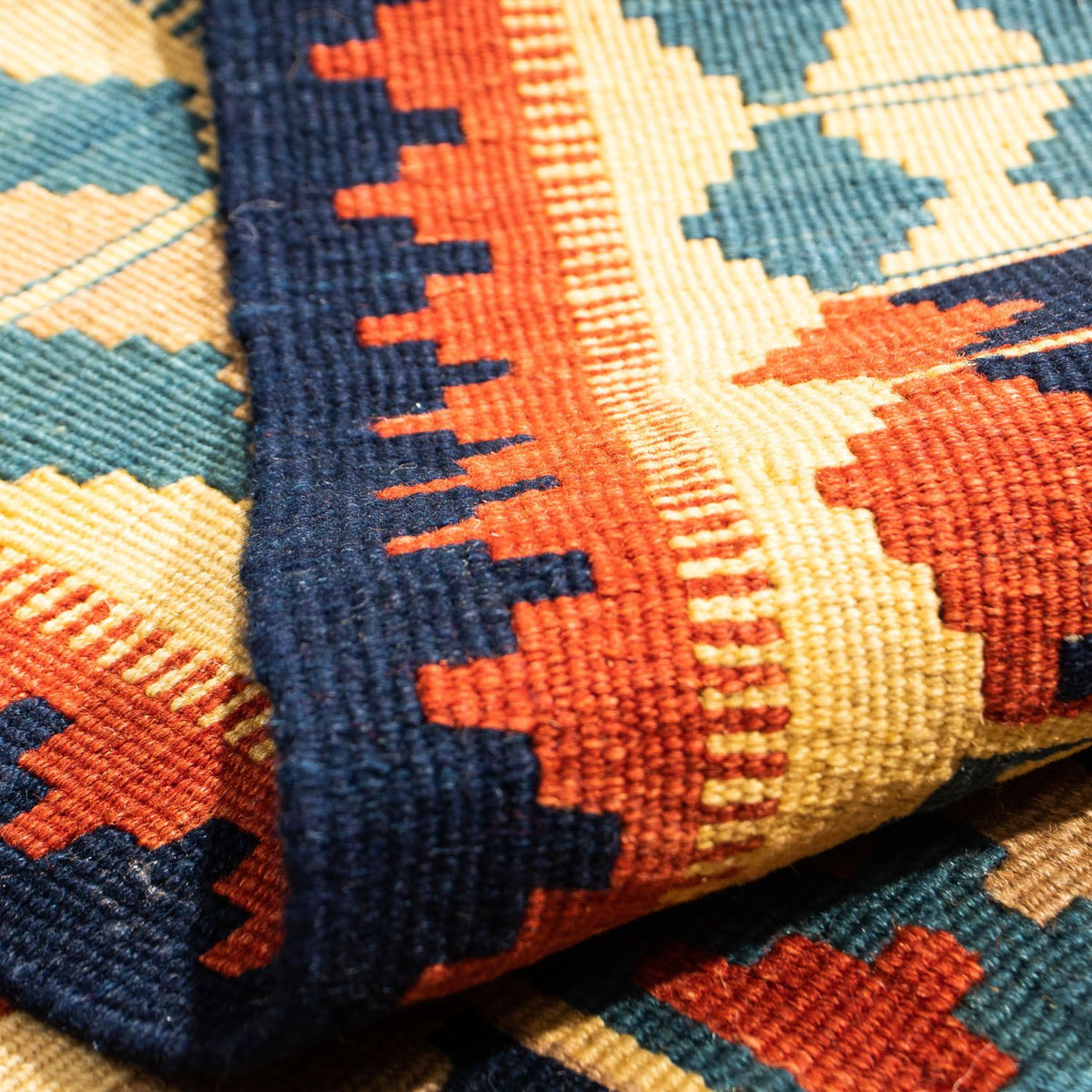 Kelim Rug - Oriental square  - 100 x 100 cm - blue