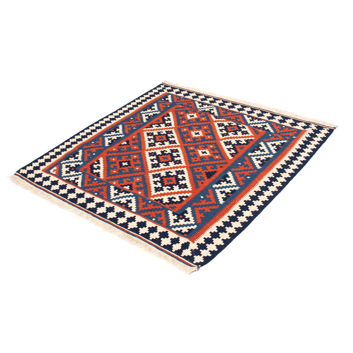 Kelim Rug - Oriental square  - 103 x 101 cm - dark red