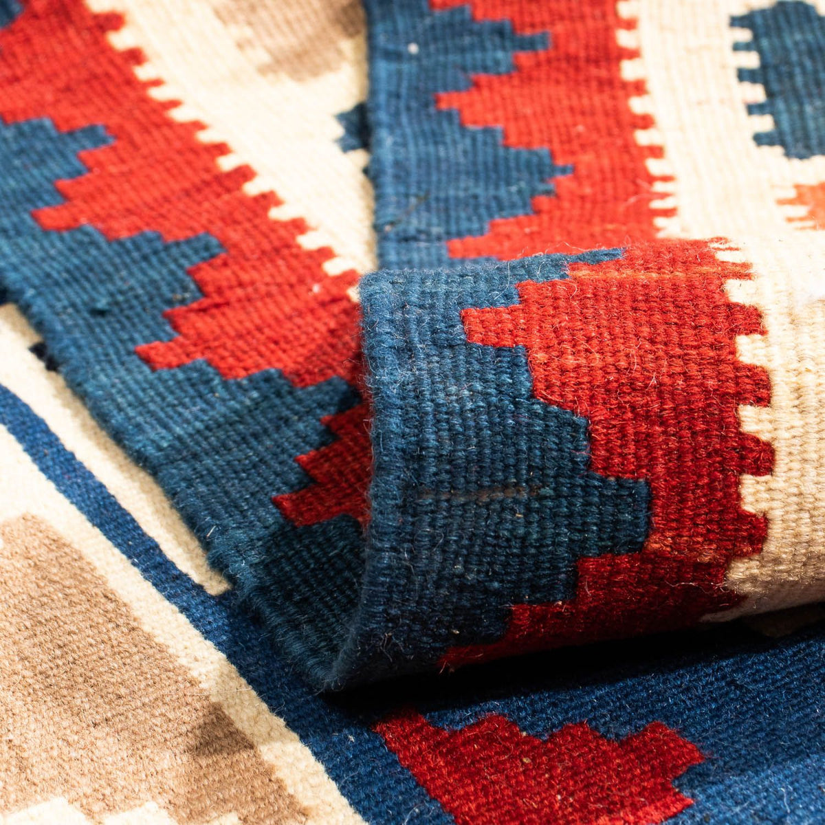 Kelim Rug - Oriental square  - 104 x 102 cm - dark blue