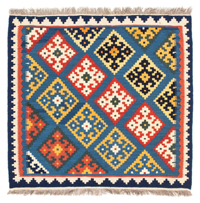 Kelim Rug - Oriental square  - 103 x 93 cm - light blue