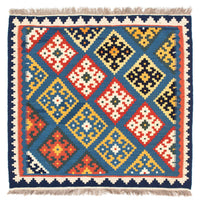 Kelim Rug - Oriental square  - 103 x 93 cm - light blue