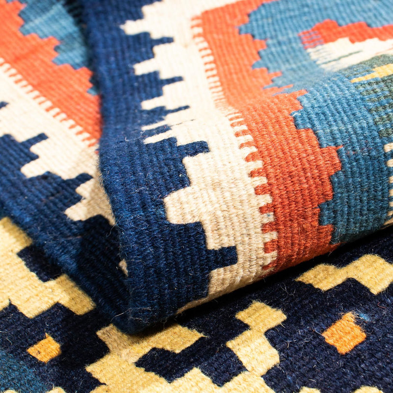 Kelim Rug - Oriental square  - 103 x 93 cm - light blue