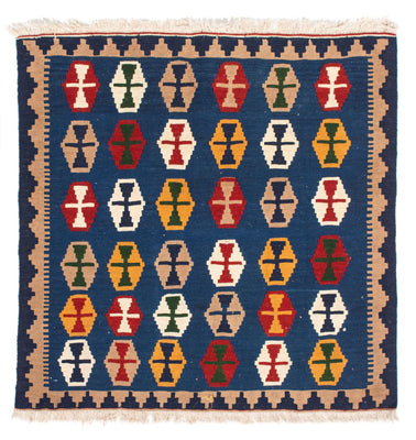Kelim Rug - Oriental square  - 96 x 96 cm - dark blue