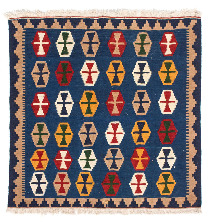 Kelim Rug - Oriental square  - 96 x 96 cm - dark blue