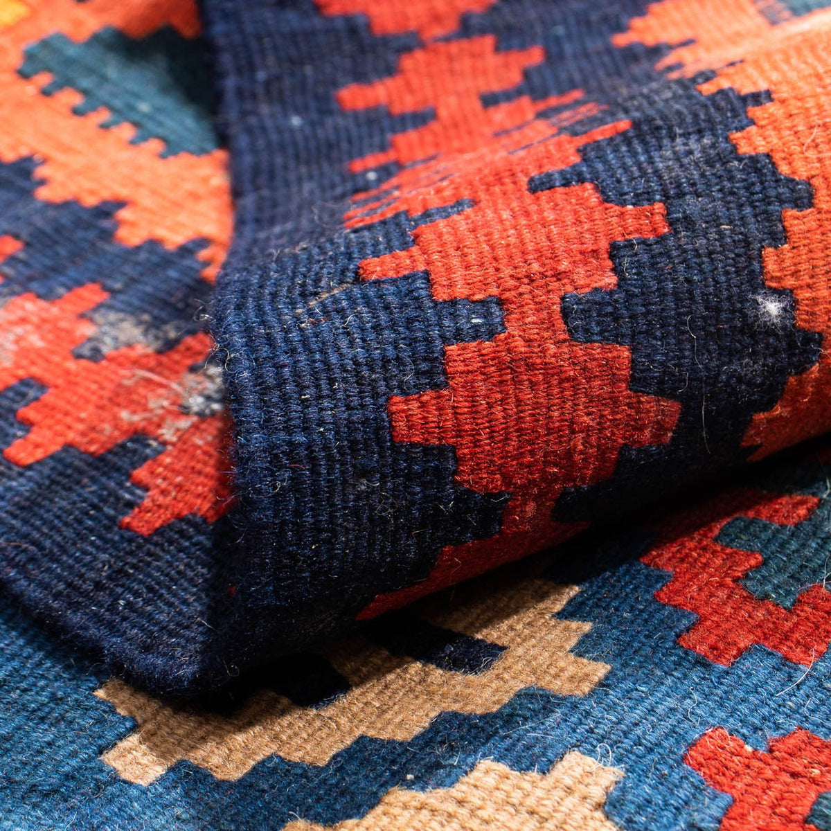 Kelim Rug - Oriental square  - 104 x 100 cm - dark blue