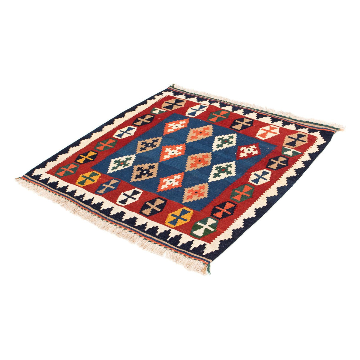 Kelim Rug - Oriental square  - 100 x 96 cm - dark blue