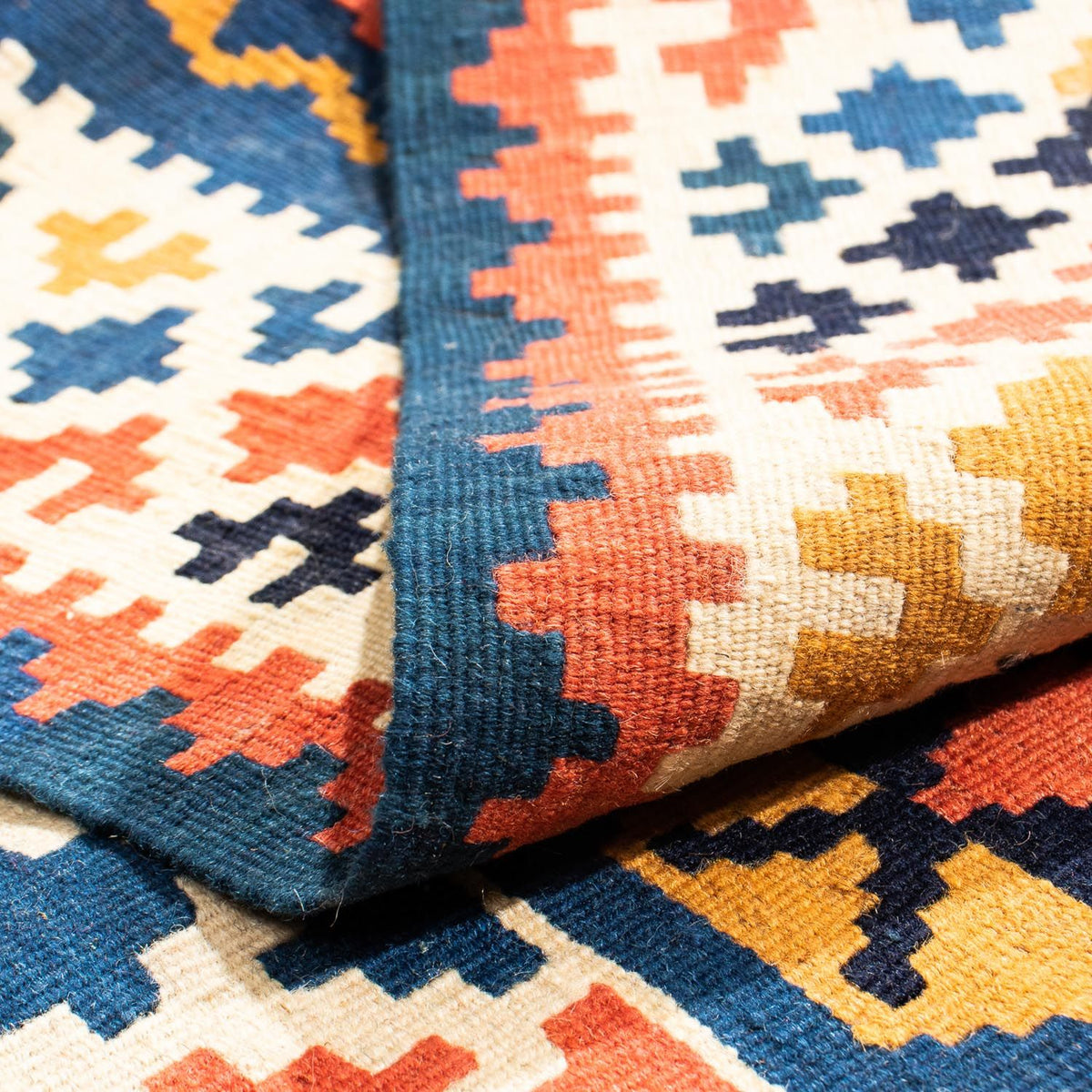 Kelim Rug - Oriental square  - 103 x 100 cm - dark blue