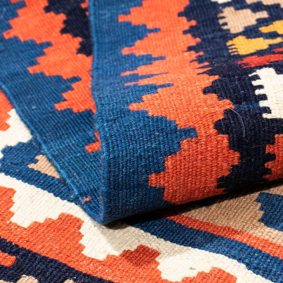 Kelim Rug - Oriental square  - 102 x 100 cm - blue