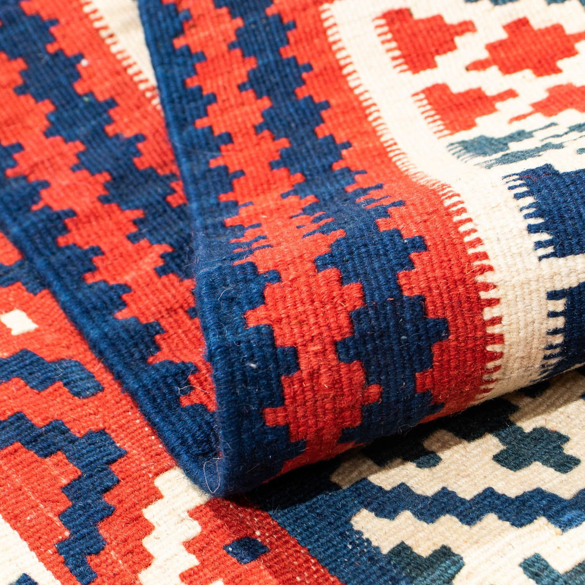 Kelim Rug - Oriental square  - 100 x 95 cm - dark blue