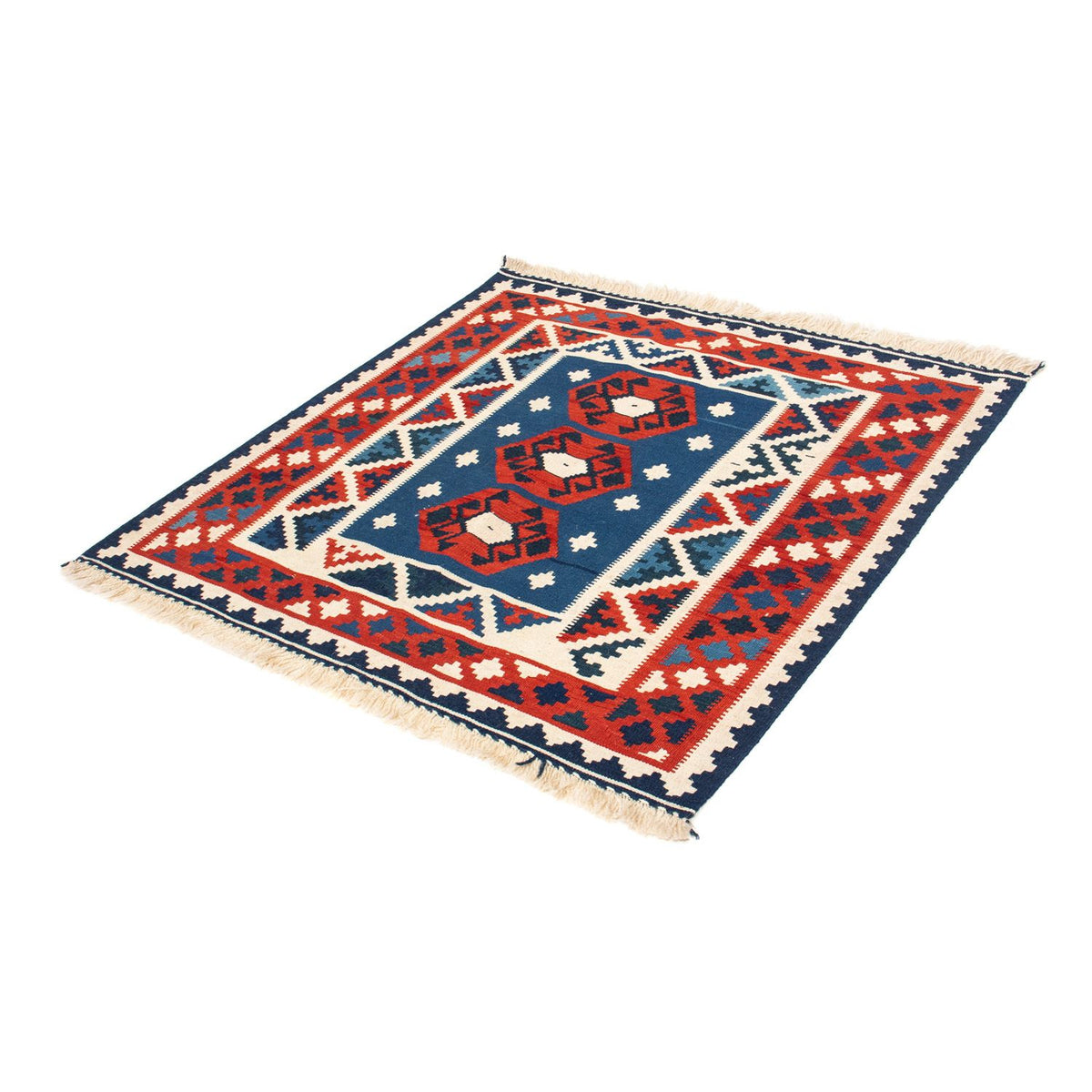 Kelim Rug - Oriental square  - 105 x 104 cm - dark blue
