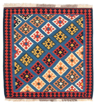 Kelim Rug - Oriental square  - 110 x 107 cm - blue