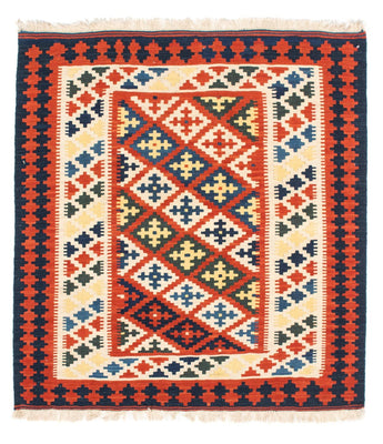 Kelim Rug - Oriental square  - 107 x 100 cm - dark red