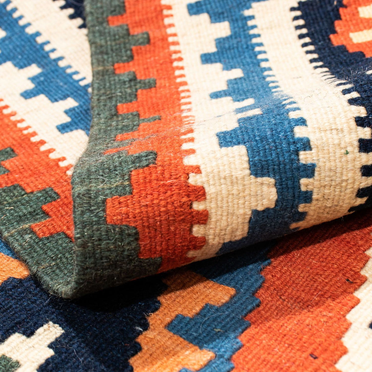 Kelim Rug - Oriental square  - 114 x 102 cm - red