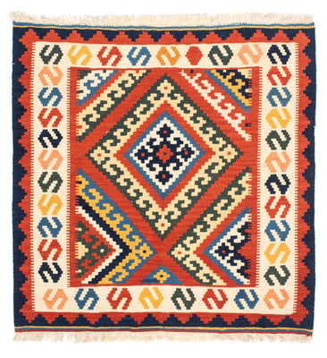 Kelim Rug - Oriental square  - 103 x 102 cm - dark red