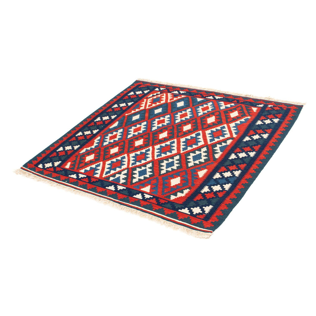 Kelim Rug - Oriental square  - 102 x 94 cm - dark red