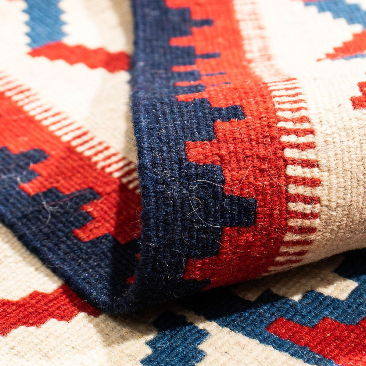 Kelim Rug - Oriental square  - 106 x 103 cm - dark red