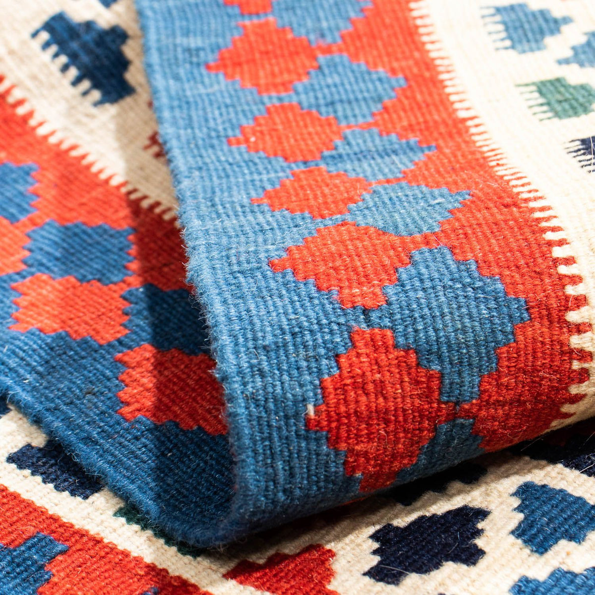 Kelim Rug - Oriental square  - 100 x 98 cm - dark blue