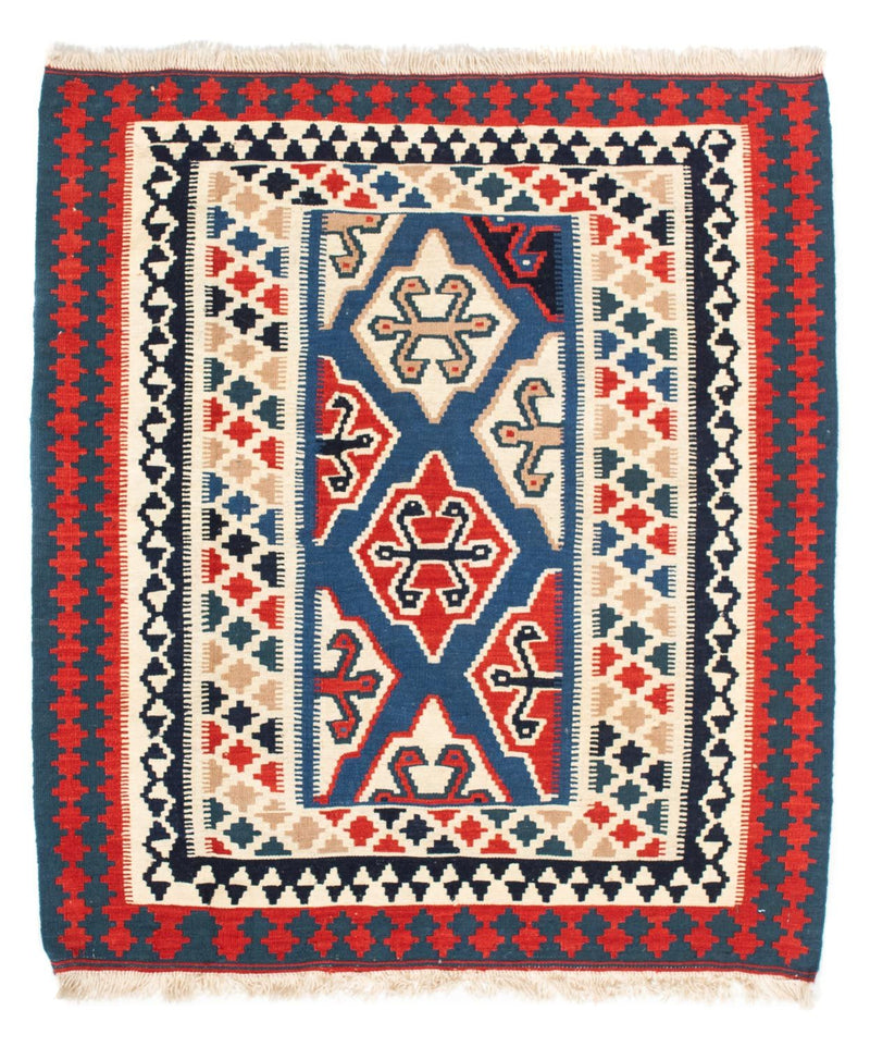 Kelim Rug - Oriental square  - 125 x 110 cm - blue