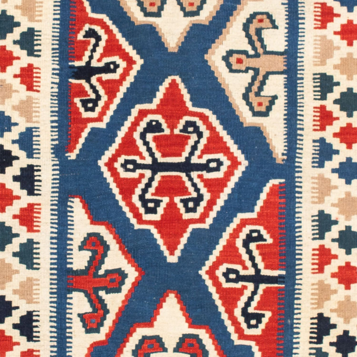 Kelim Rug - Oriental square  - 125 x 110 cm - blue