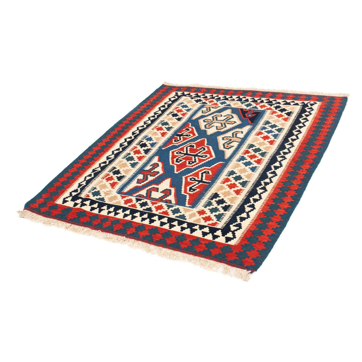 Kelim Rug - Oriental square  - 125 x 110 cm - blue