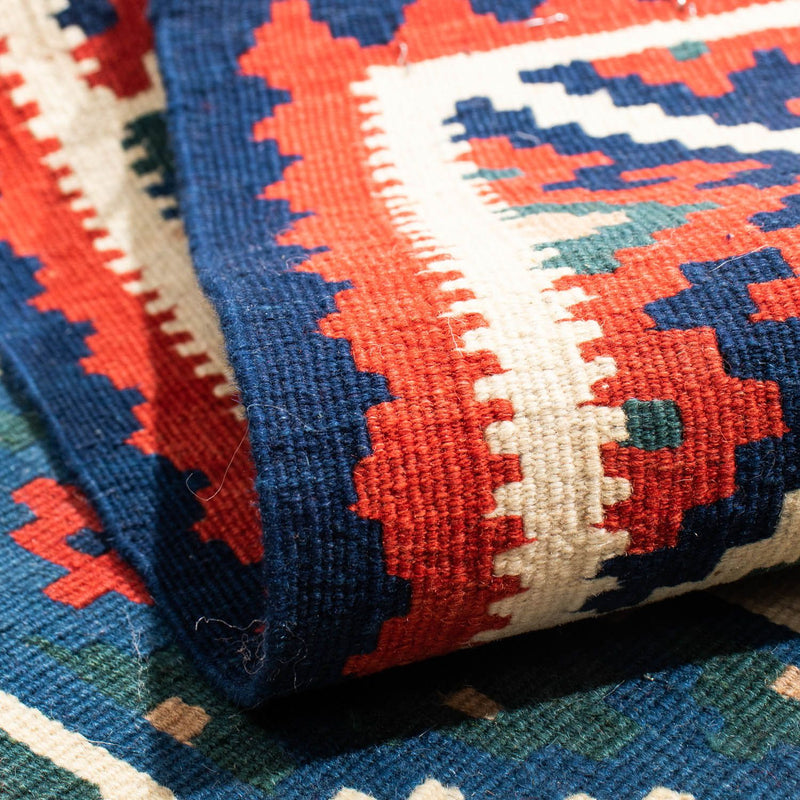 Kelim Rug - Oriental square  - 117 x 102 cm - dark blue