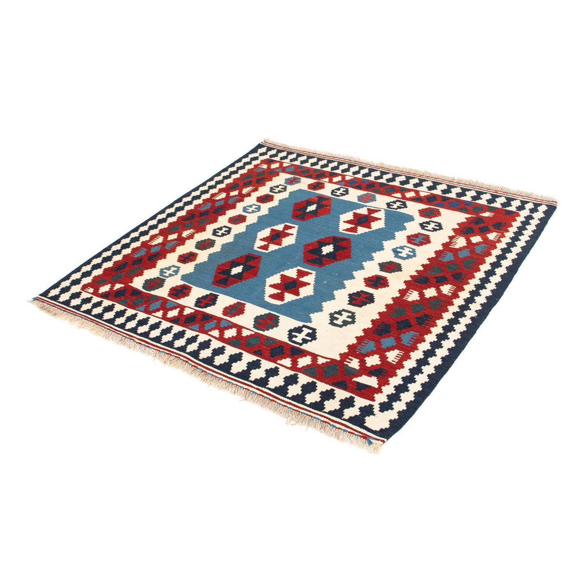 Kelim Rug - Oriental square  - 107 x 102 cm - blue