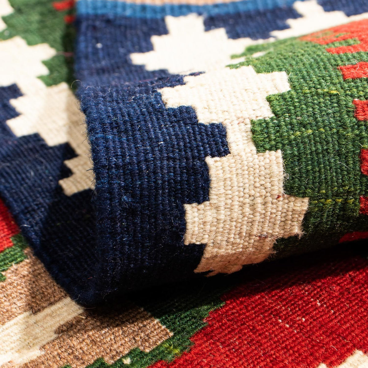 Kelim Rug - Oriental square  - 100 x 98 cm - dark red