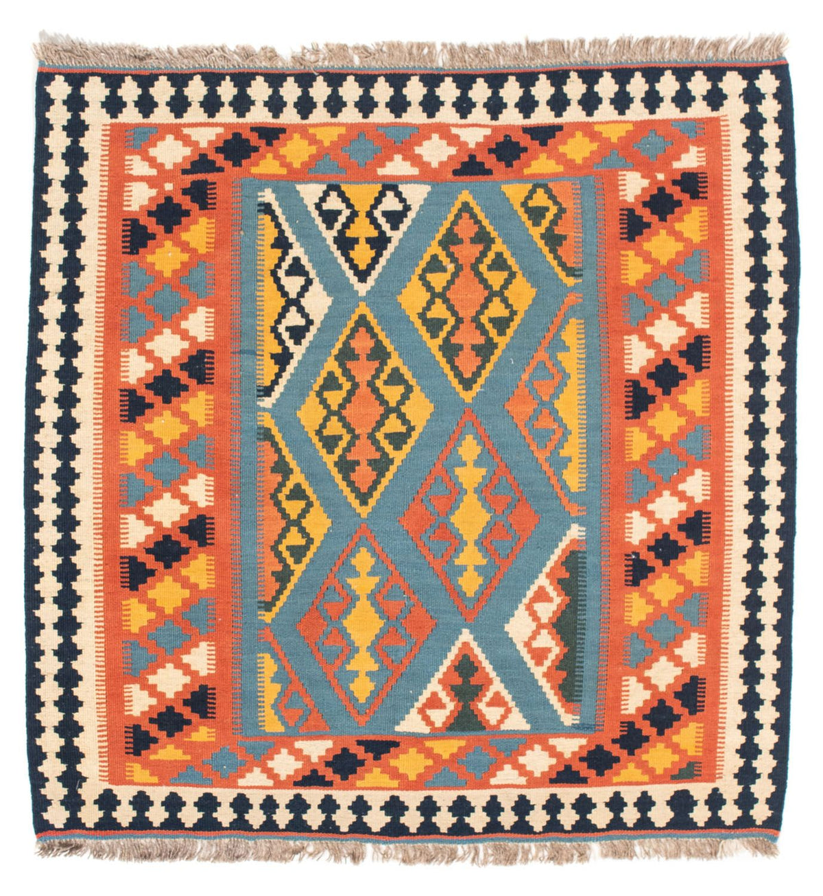 Kelim Rug - Oriental square  - 102 x 101 cm - orange