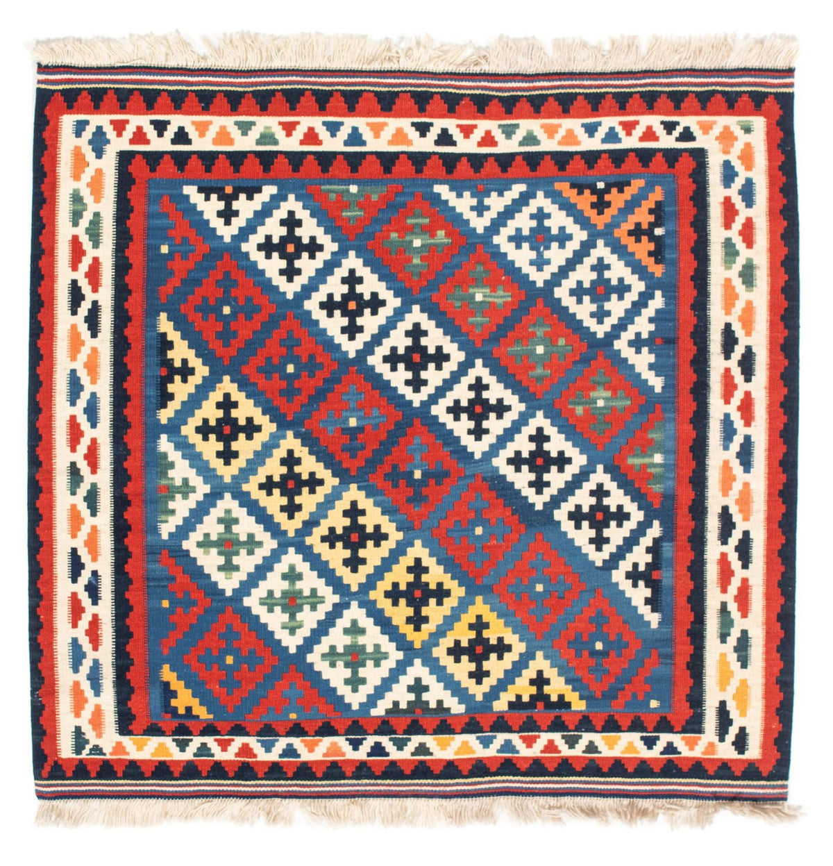 Kelim Rug - Oriental square  - 104 x 97 cm - blue