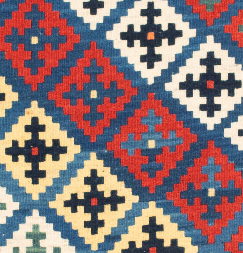 Kelim Rug - Oriental square  - 104 x 97 cm - blue