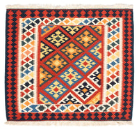 Kelim Rug - Oriental square  - 101 x 93 cm - dark red