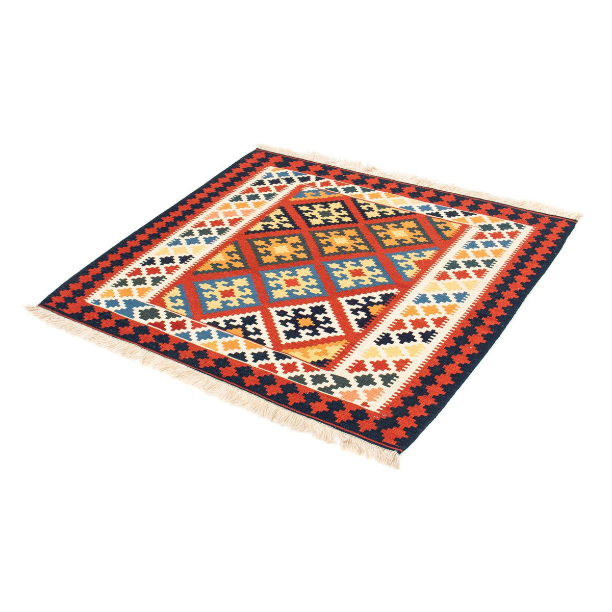 Kelim Rug - Oriental square  - 101 x 93 cm - dark red