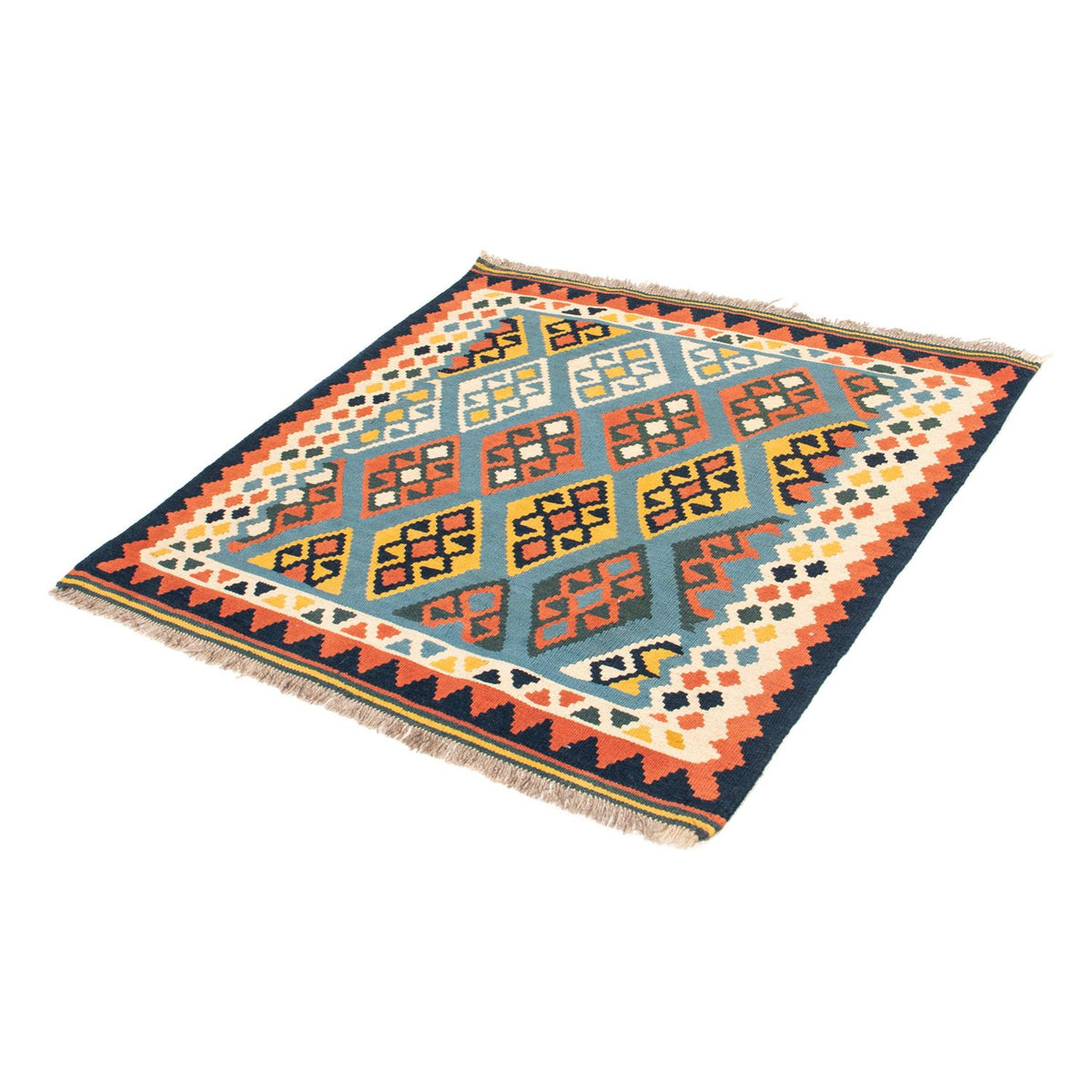 Kelim Rug - Oriental square  - 100 x 98 cm - light blue