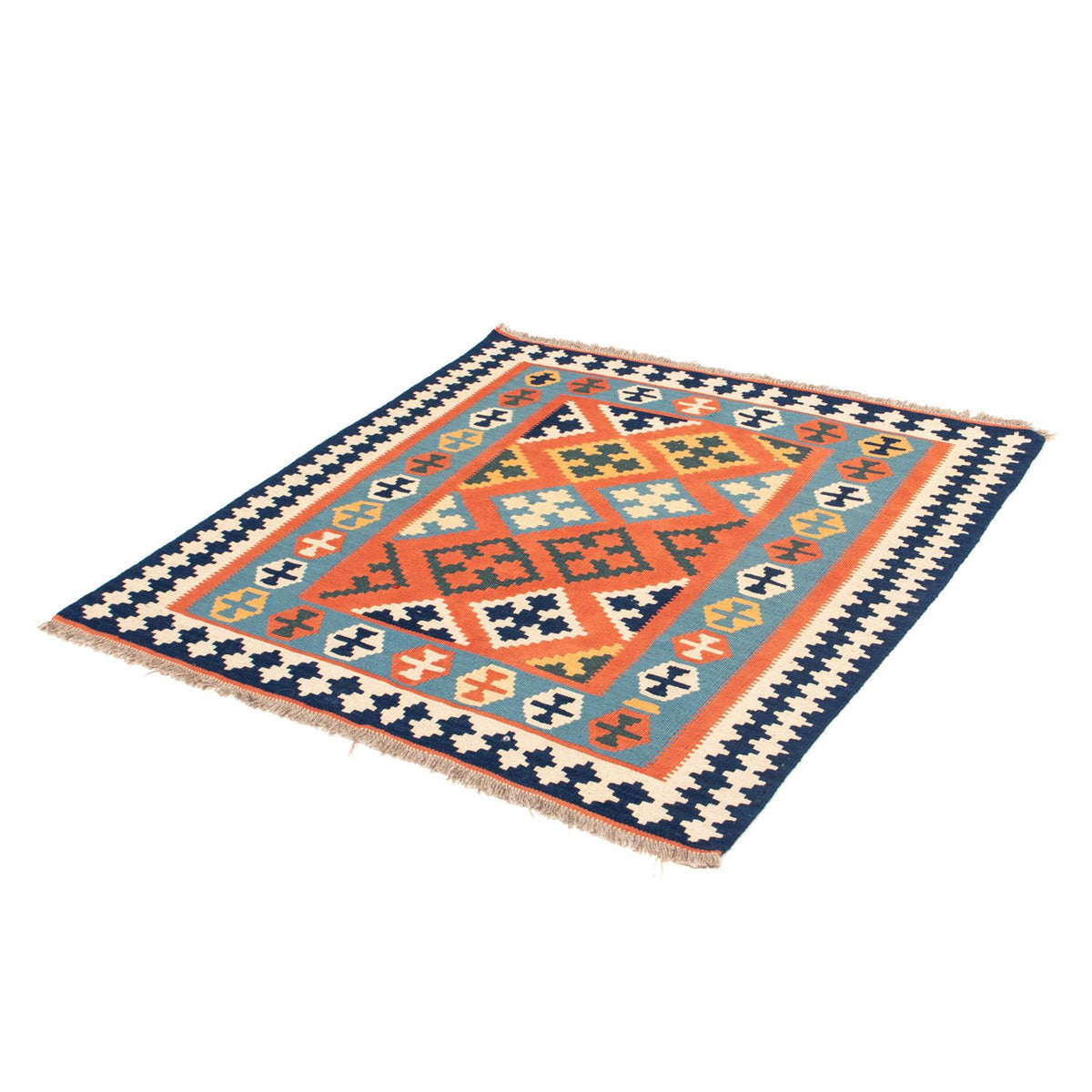 Kelim Rug - Oriental square  - 106 x 106 cm - orange