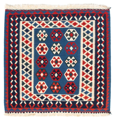 Kelim Rug - Oriental square  - 102 x 100 cm - blue